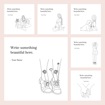 110 Illustrated Templates for Social Media | Ideal for Writers