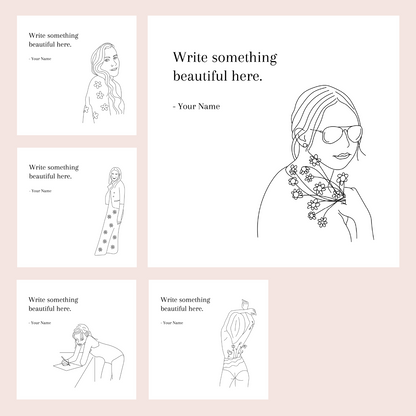 110 Illustrated Templates for Social Media | Ideal for Writers