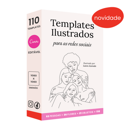 110 Illustrated Templates for Social Media | Ideal for Writers